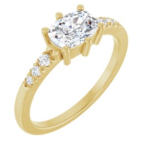 14K Yellow Gold 7x5 mm Elongated Cushion Ring Mounting