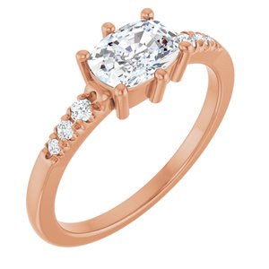 10K Rose Gold 7x5 mm Elongated Cushion Ring Mounting