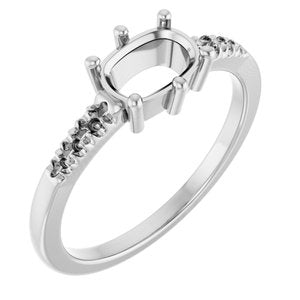 18K White Gold 7x5 mm Elongated Cushion Ring Mounting – image 2