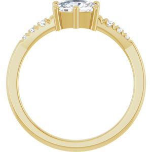 14K Yellow Gold 7x5 mm Elongated Cushion Ring Mounting – image 3