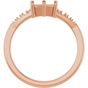18K Rose Gold 7x5 mm Elongated Cushion Ring Mounting – image 4
