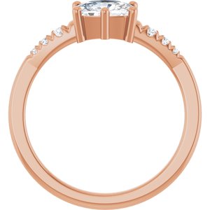 14K Rose Gold 7x5 mm Elongated Cushion Ring Mounting – image 3