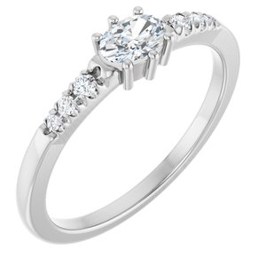 10K White Gold 5x3.5 mm Oval Ring Mounting