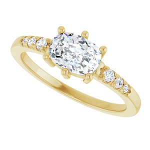 10K Yellow Gold 7x5 mm Elongated Cushion Ring Mounting – image 8