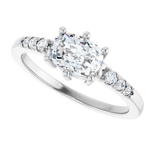14K White Gold 7x5 mm Elongated Cushion Ring Mounting – image 8