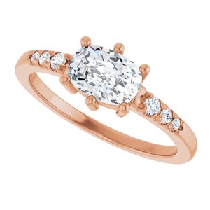 10K Rose Gold 7x5 mm Elongated Cushion Ring Mounting – image 8