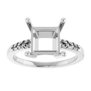 14K White Gold 8x8 mm Square Ring Mounting – image 6