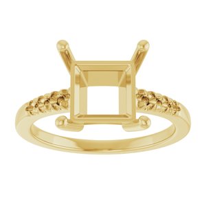 14K Yellow Gold 8x8 mm Square Ring Mounting – image 6
