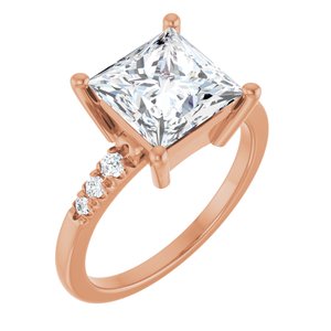 10K Rose Gold 8x8 mm Square Ring Mounting