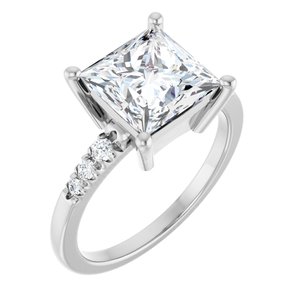 18K White Gold 8x8 mm Square Ring Mounting