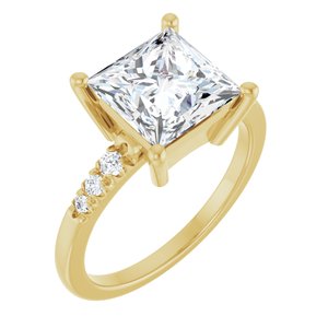 18K Yellow Gold 8x8 mm Square Ring Mounting