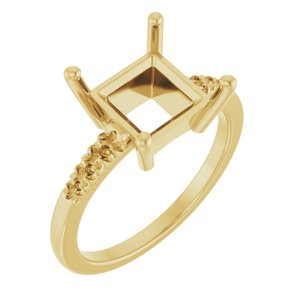 18K Yellow Gold 8x8 mm Square Ring Mounting – image 2