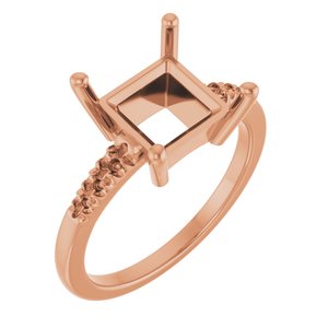 18K Rose Gold 8x8 mm Square Ring Mounting – image 2