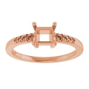 10K Rose Gold 4.5x4.5 mm Square Ring Mounting – image 6