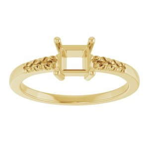 18K Yellow Gold 4.5x4.5 mm Square Ring Mounting – image 6