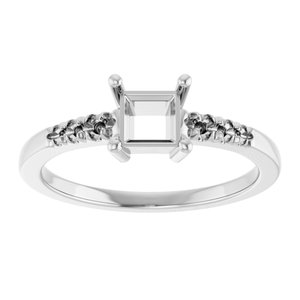 10K White Gold 4.5x4.5 mm Square Ring Mounting – image 6