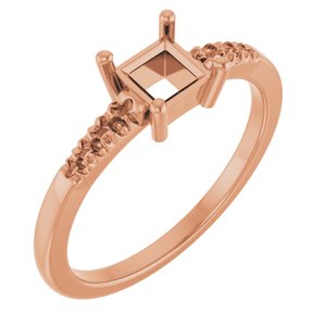 10K Rose Gold 4.5x4.5 mm Square Ring Mounting – image 2