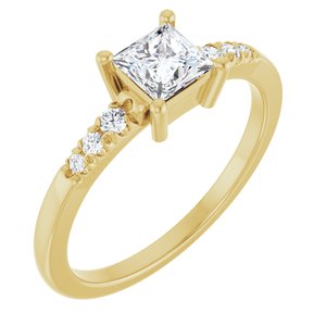10K Yellow Gold 4.5x4.5 mm Square Ring Mounting