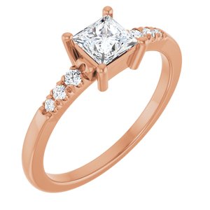 10K Rose Gold 4.5x4.5 mm Square Ring Mounting
