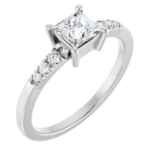 Sterling Silver 4.5x4.5 mm Square Ring Mounting