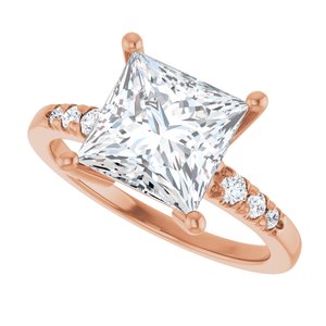 10K Rose Gold 8x8 mm Square Ring Mounting – image 8