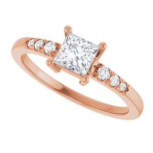 10K Rose Gold 4.5x4.5 mm Square Ring Mounting – image 8