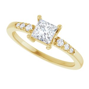 14K Yellow Gold 4.5x4.5 mm Square Ring Mounting – image 8
