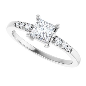14K X1 White Gold 4.5x4.5 mm Square Ring Mounting – image 8
