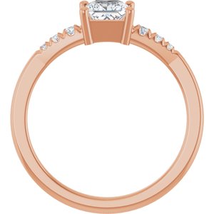 10K Rose Gold 4.5x4.5 mm Square Ring Mounting – image 3