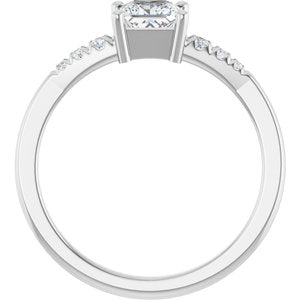 10K White Gold 4.5x4.5 mm Square Ring Mounting – image 3