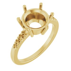 18K Yellow Gold 10 mm Round Ring Mounting – image 2