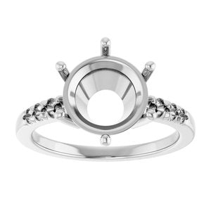 14K White Gold 10 mm Round Ring Mounting – image 6