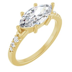 14K Yellow Gold 12x6 mm Marquise Ring Mounting