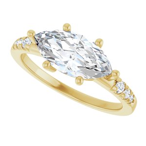 10K Yellow Gold 12x6 mm Marquise Ring Mounting – image 8