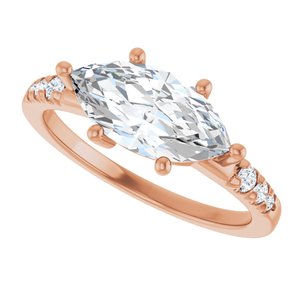 10K Rose Gold 12x6 mm Marquise Ring Mounting – image 8