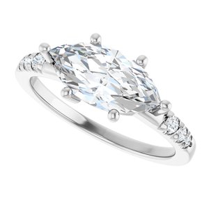 18K White Gold 12x6 mm Marquise Ring Mounting – image 8