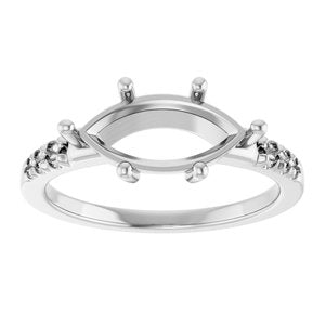 10K White Gold 12x6 mm Marquise Ring Mounting – image 6