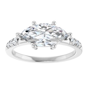 14K White Gold 12x6 mm Marquise Ring Mounting – image 5