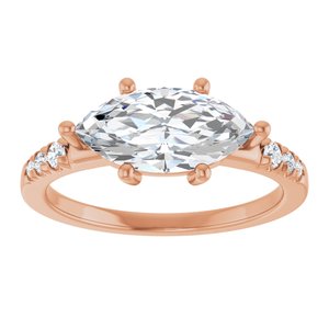 14K Rose Gold 12x6 mm Marquise Ring Mounting – image 5