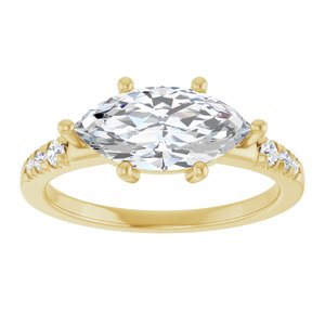 18K Yellow Gold 12x6 mm Marquise Ring Mounting – image 5