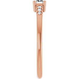 18K Rose Gold 4x2.5 mm Straight Baguette Ring Mounting – image 7