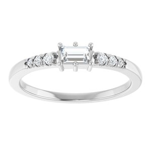 Sterling Silver 4x2.5 mm Straight Baguette Ring Mounting – image 5