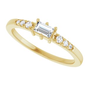 14K Yellow Gold 4x2.5 mm Straight Baguette Ring Mounting – image 8