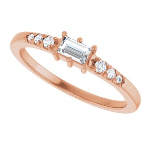 18K Rose Gold 4x2.5 mm Straight Baguette Ring Mounting – image 8