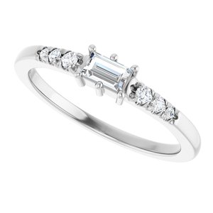 Sterling Silver 4x2.5 mm Straight Baguette Ring Mounting – image 8