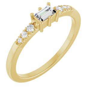 14K Yellow Gold 4x2.5 mm Straight Baguette Ring Mounting