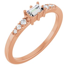 18K Rose Gold 4x2.5 mm Straight Baguette Ring Mounting
