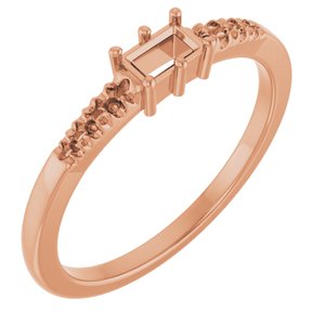18K Rose Gold 4x2.5 mm Straight Baguette Ring Mounting – image 2