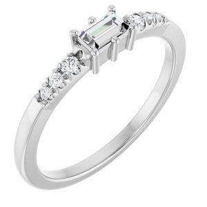 Sterling Silver 4x2.5 mm Straight Baguette Ring Mounting