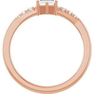 18K Rose Gold 4x2.5 mm Straight Baguette Ring Mounting – image 3